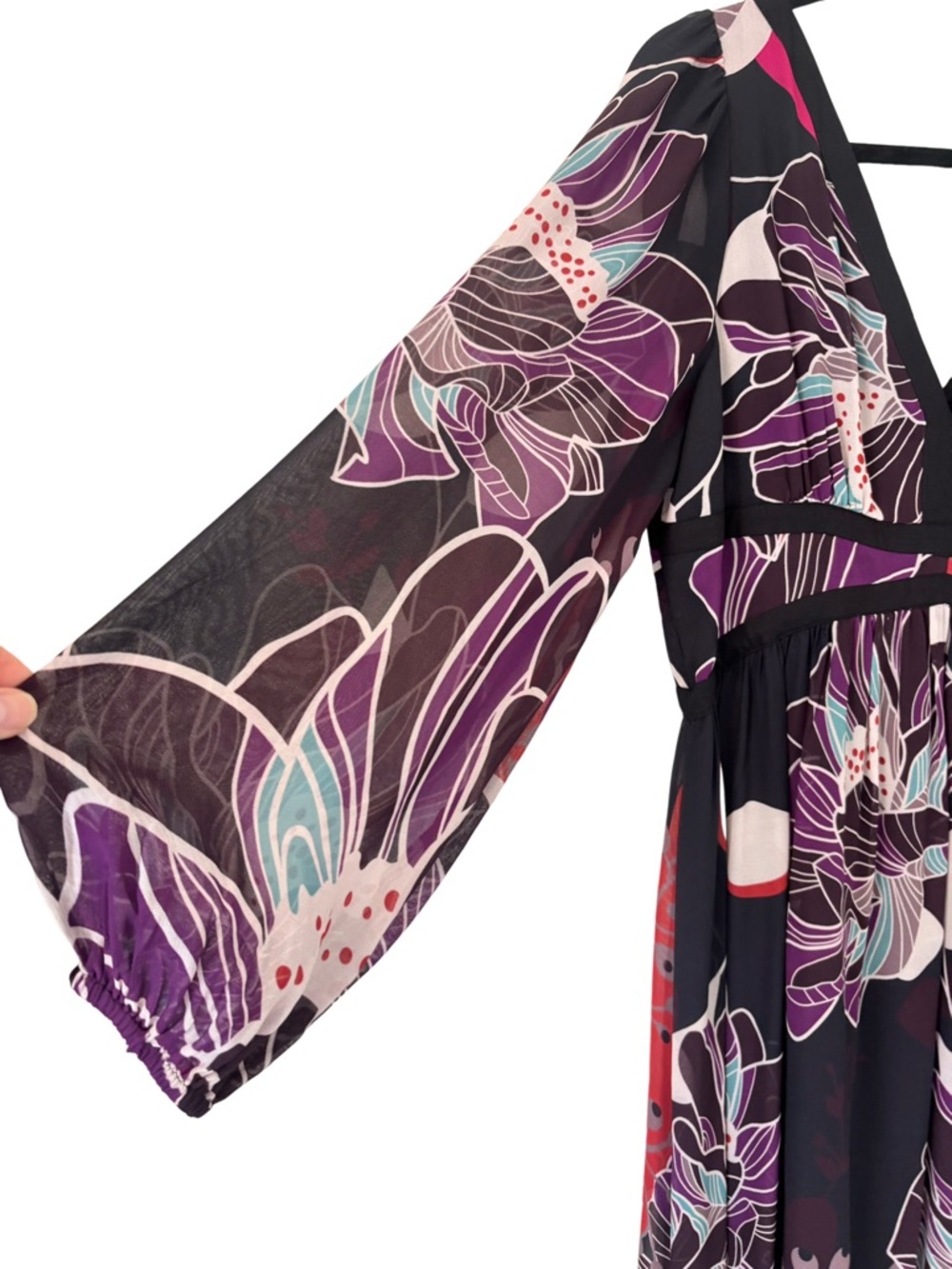 Anthropologie Let Me Be Floral Midi Dress in Black Size L - Picture 9 of 13